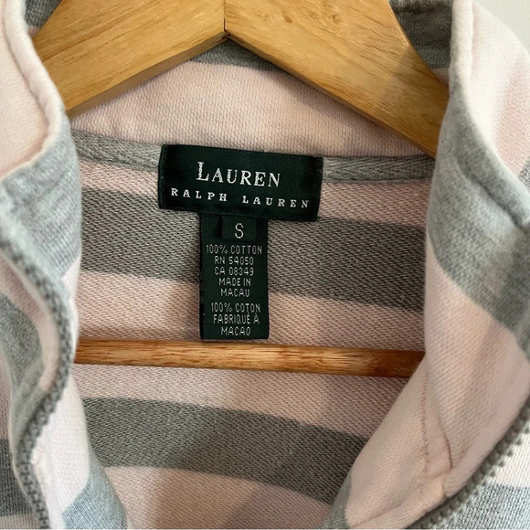 LAUREN Ralph Lauren Women’s Zip Neck Pullover Sweater size S Pink Stripe Cotton - Picture 9 of 10